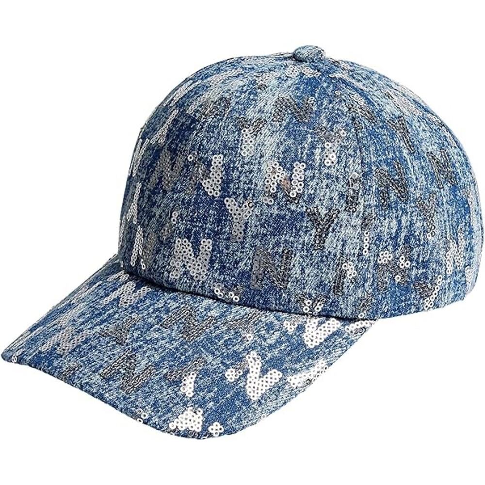 NWT Red By Kiss Satin-Lined Blue Sequin Cap Hat One Size Fits All
